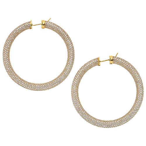 DANIEL K diamond 18K yellow gold pair of hoop earrings.