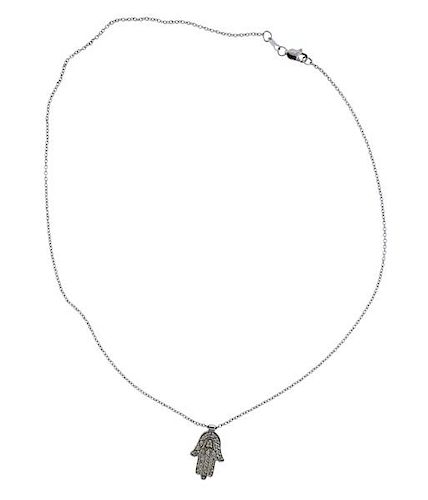 14K Gold Diamond Hamsa Pendant Necklace