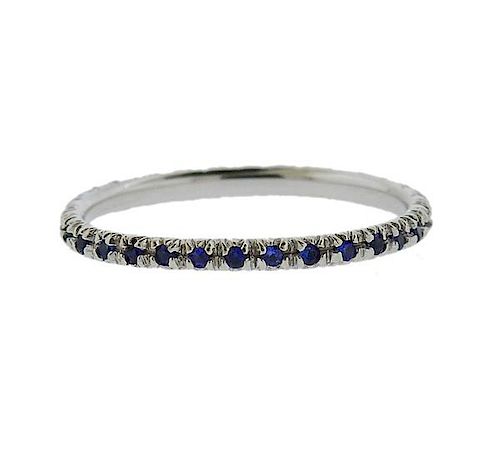 18K Gold Sapphire Eternity Wedding Band Ring