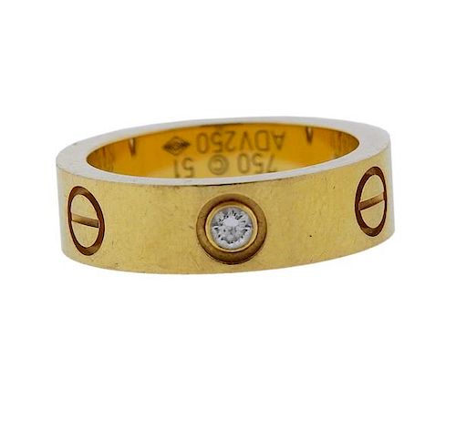 Cartier Love 18k Gold Diamond Band Ring 