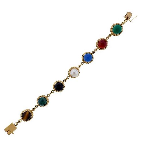 14K Gold Multicolored Gemstone Bracelet
