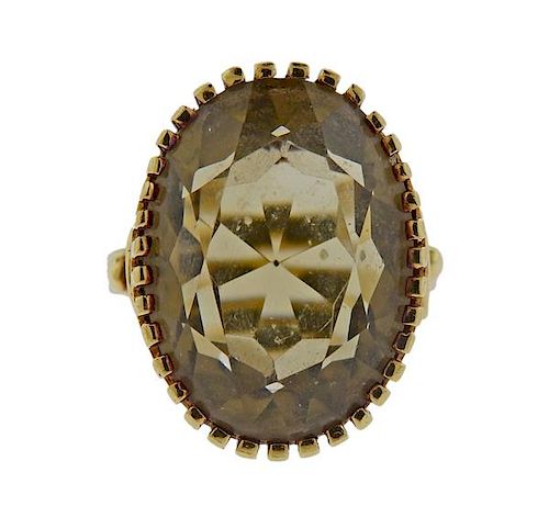 Antique 14K Gold Brown Stone Ring