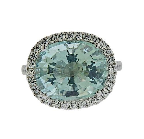 Ellis 18k Gold Diamond Blue Stone Ring 
