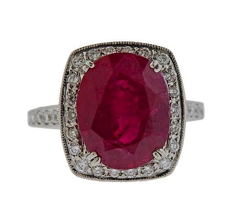 14k Gold 14ct Ruby Diamond Ring 