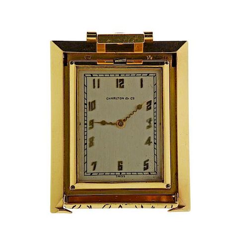 Vacheron Constantin Charlton &amp; Co 18k Gold Travel Clock Watch 