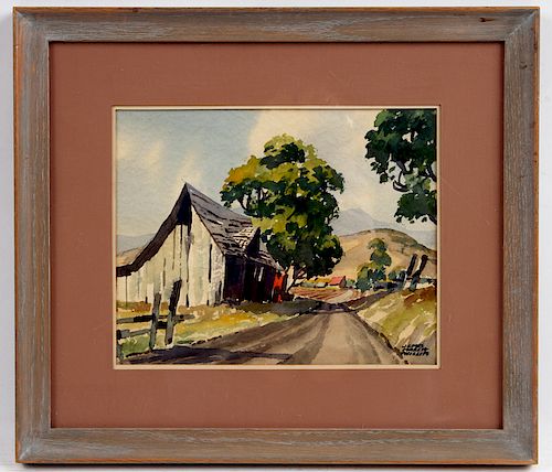 JAMES MARCH PHILLIPS "A COUNTRY LANE" WATERCOLOR