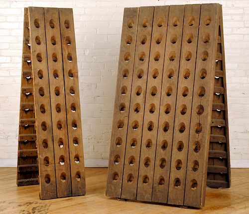 TWO FRENCH ANTIQUE WINE RACKS MARKED