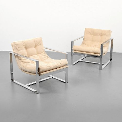 Pair of Lounge Chairs Attributed to Milo Baughman