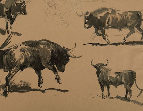 Edward Borein, Four Bulls