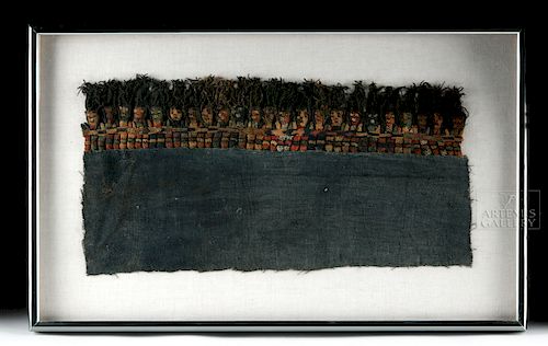 Proto Nazca Textile Fragment w/ Muneca Border