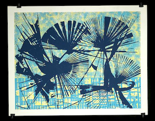 Signed J. Ernst Abstract Lithograph, ca. 1960s