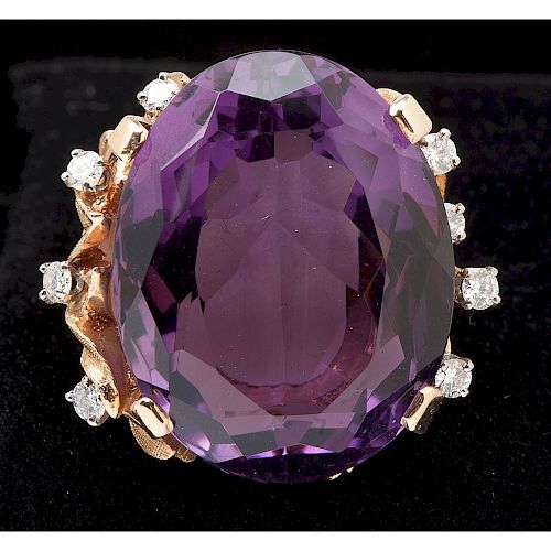 14k Yellow Gold Amethyst Cocktail Ring