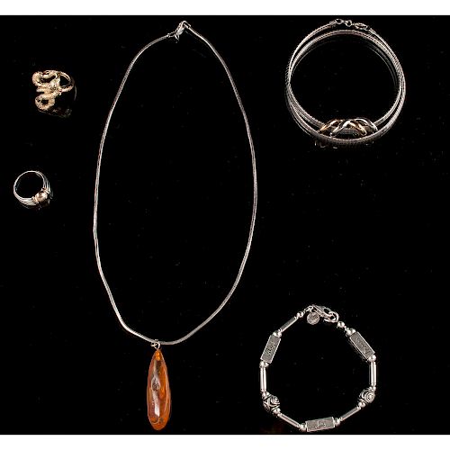 Sterling Silver and Costume Jewelry, Lot of Five