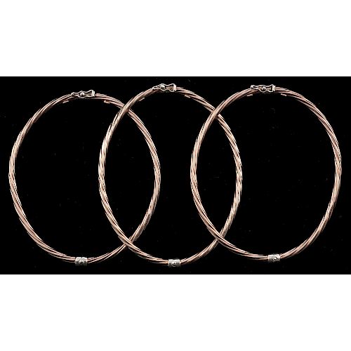 Rose Gold Plated Sterling Silver Bangles, Lot of Three