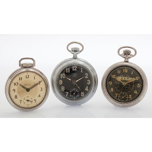 Novelty Open Face Pocket Watches, Lot of Three
