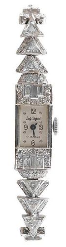 Ladies Vintage Platinum Diamond Watch