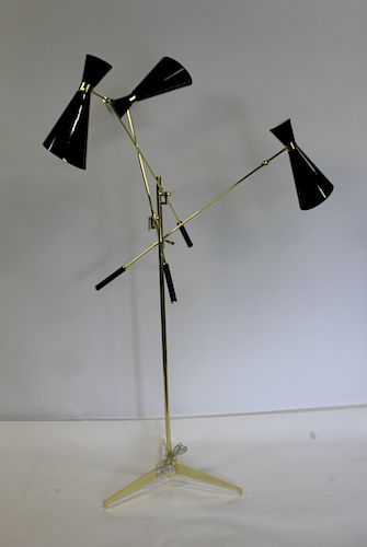 Midcentury Style Brass Trianali Standing Lamp