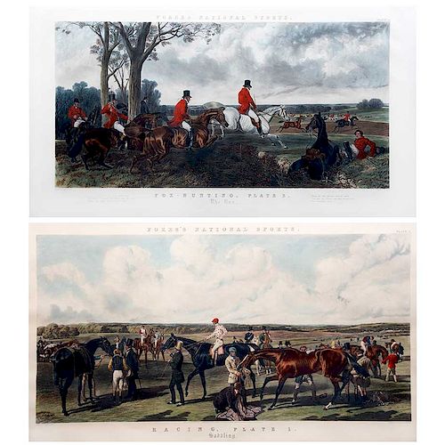 Lote de grabados. Inglaterra, 1852 y 1856 Grabados por Mess Forces. Consta de: Fox - Hunting, plate 3 y Racing, plate 1. Pzs: 2