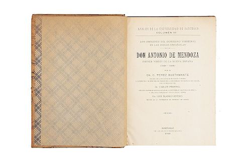 Bustamante Pérez, Carlos.  Los Orígenes del Gobierno Virreinal en las Indias Españolas. Santiago: Tip. de el Eco Franciscano, 1928.