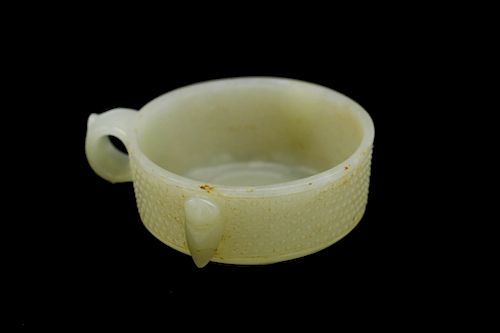 PALE CELADON ARCHAIC FORM JADE WATER CUP, 17/18 TH