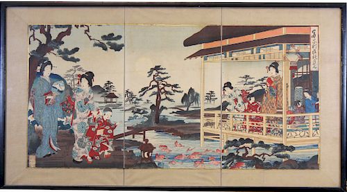 Nobukazu Yosai (1872-1944) Woodblock Triptych