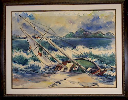 Signed, 1969 Nautical Watercolor