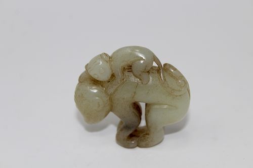Chinese Carved Jade, Two Monkeys