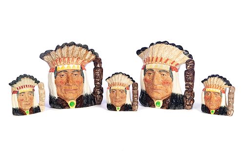 5 Royal Doulton North American Indian Mugs