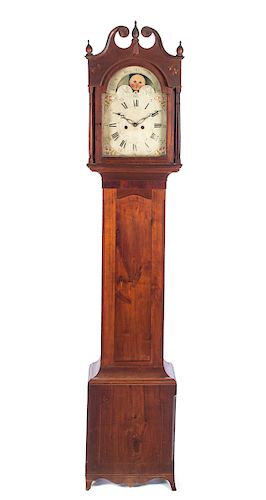 Early Inlaid  Sun Moon Dial Grandfather Clock