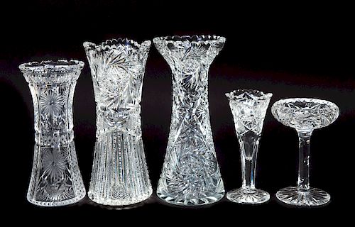 5 Pcs American Brilliant Period Cut Glass