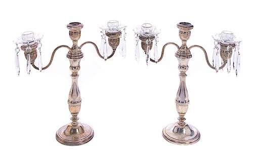 Pair of Sterling Silver Candelabras