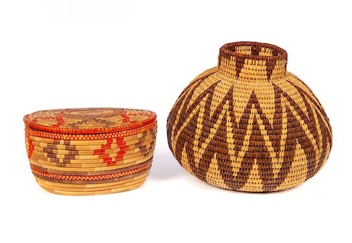 2 Native American Hand Made Woven Vessels