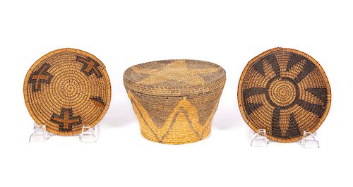 3 Early Native American Woven Baskets