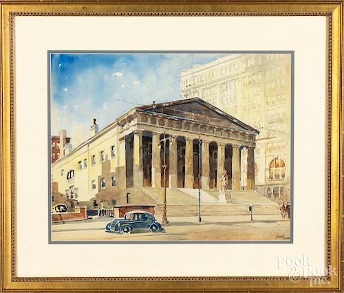Watercolor of Second Bank of the United States