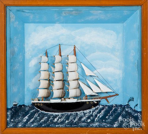 Painted ship diorama