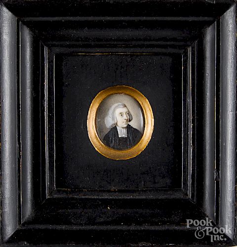 Miniature watercolor on ivory portrait of a cleric