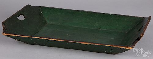 Large green painted pine tray