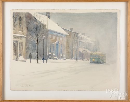 Paul Rickert, watercolor street scene