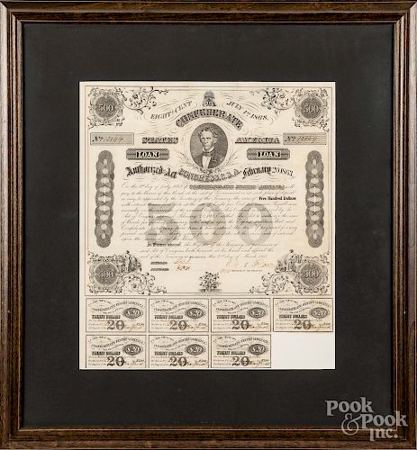 Two framed Confederate State loans