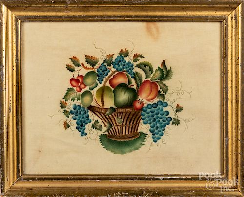 Oil on velvet theorem of a basket of fruit