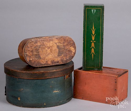 Four painted boxes