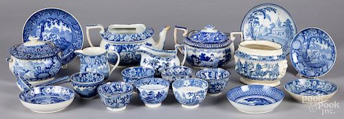 Collection of light blue pearlware