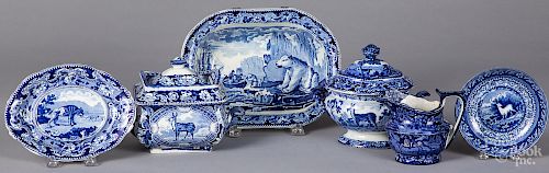 Blue Staffordshire with animal decoration