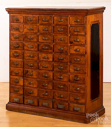 Victorian walnut cataloguing cabinet