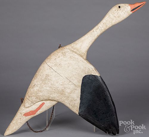 Carved and painted flying goose
