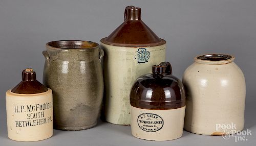 Five pieces of stoneware
