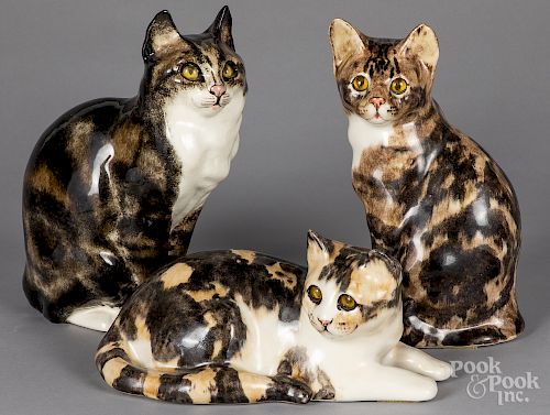 Three Winstanley ceramic cats