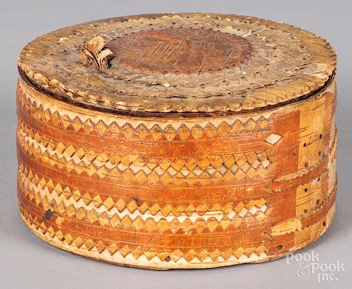 Unusual Native American Indian carved bark box