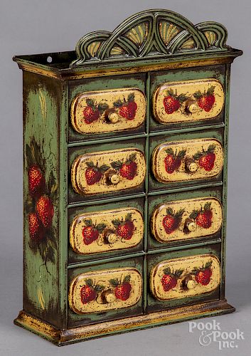 Peter Ompir painted tin hanging spice box