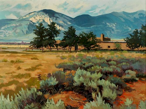 ROBERT DAUGHTERS (1929-2013) TAOS OIL ON CANVAS